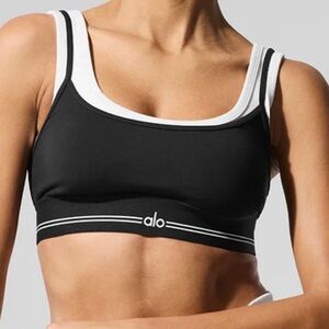 ALO Yoga Black and White Contrast Sports Bra